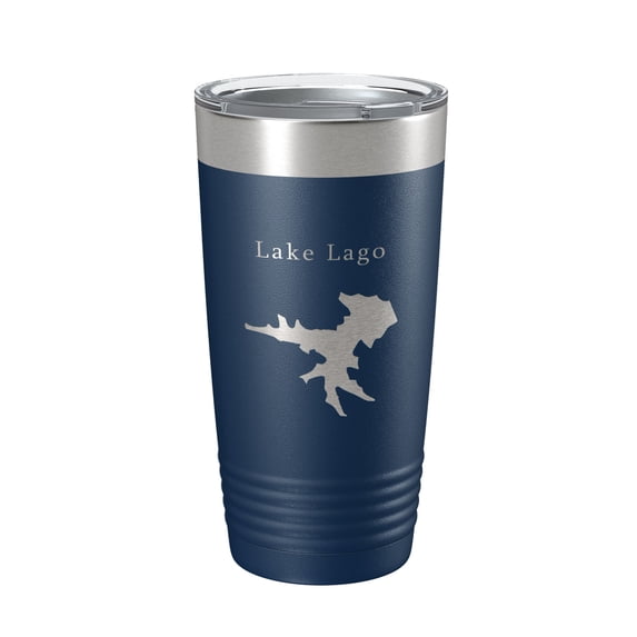 Lake Lago Map Tumbler Travel Mug Insulated Laser Engraved Coffee Cup Hot Springs Village Arkansas 20 oz Navy Blue