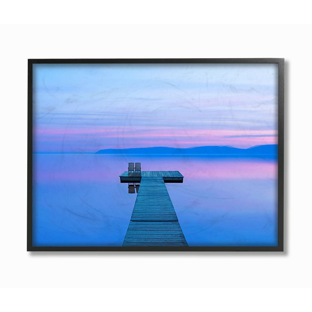 Lake Landscape Blue Purple 20 in x 16 in Framed Photography Photographic Wall Art, by Stupell Home Décor