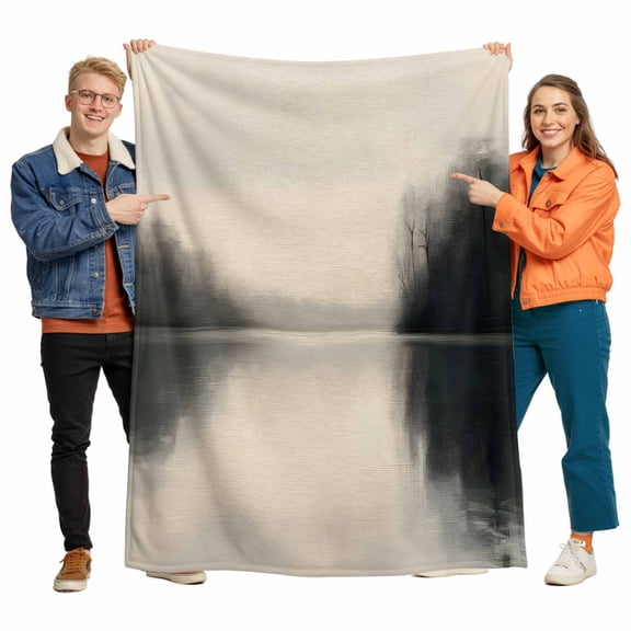 Lake Landscape Flannel Blanket for Bed,Travel and Camping, Tree Sky Super Soft Cozy Blanket for All Seasons 60"x80"
