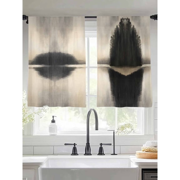 Lake Landscape Sheer Curtains 54 Inches Long 2 Panels Tree Sky Light Filtering Semi Sheer Window Curtains Drapes for Bedroom Living Room 52"x54"