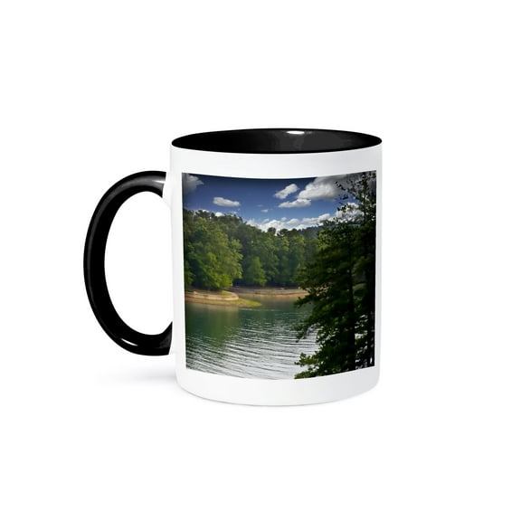 3dRose, Lake Lanier Springs to Life in Georgia Peaceful Art Décor, 11oz Two-Tone Black Mug