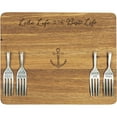 thumbnail image 1 of Pavilion Gift Company Lake Best Life Anchor 7 x 9 Inch Cutting Cheese Board, Set of 4 Forks with Debossed Text, 9", Brown, 1 of 8