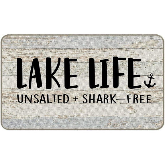 Lake Life Anchor Unsalted + Shark - Free Mats for Front Door Entry Front Porch Doormat Non-Slip Carpet Rugs Floor Mat Decorative for Home Bathroom Kitchen Indoor 16x24 Inch