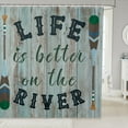 thumbnail image 1 of Lake Life Bath Curtain,Life is Better On The River Bathroom Shower Curtain for Kids Boys,Paddle Print Retro Wooden Board Waterproof Fabric with Hooks for Stalls, 72Wx72L inch, 1 of 6