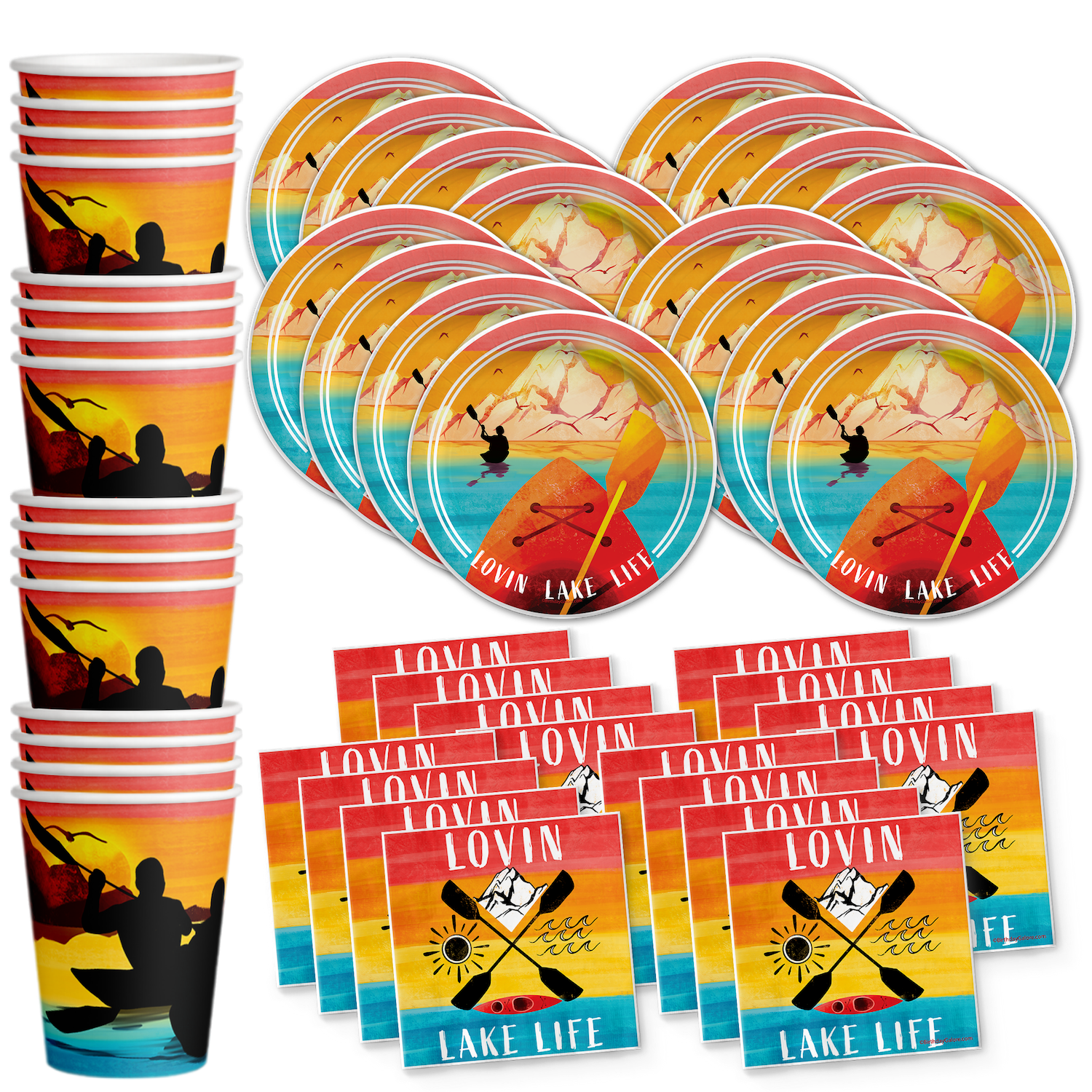 Lake Life Birthday Party Supplies Set - Summer Party Supplies - Kayaking  Party - Gone Fishing Birthday - Camping Paper Plates, Tableware Set  Includes Plates, Napkins and Cups