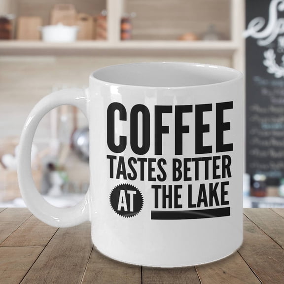 Lake Life 11 oz Coffee Mug - For Cabin Decor White Ceramic Gift