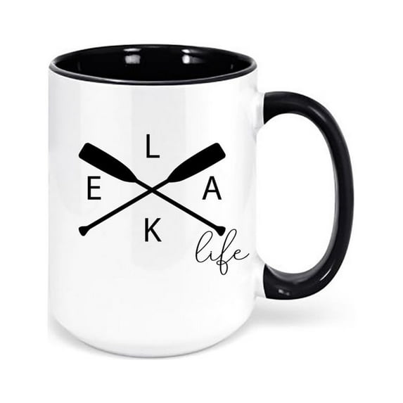 Lake Life Cup, Lake Coffee Mug, Lake Cabin Cup, Cabin Coffee Cup, Lake Life Mug, Gift For Him, Cabin Mug, Lake Lover, Rustic Coffee Mug, BLACK