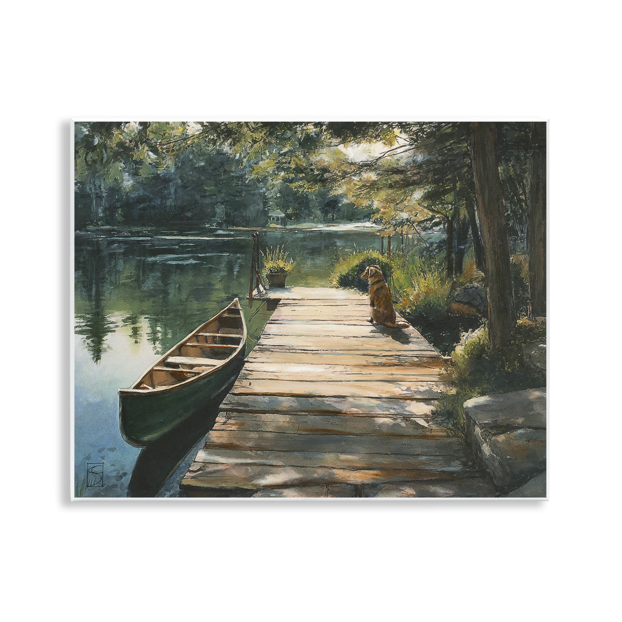 Lake Life Dog on Dock Wall Plaque Art, design by Sara Culpepper