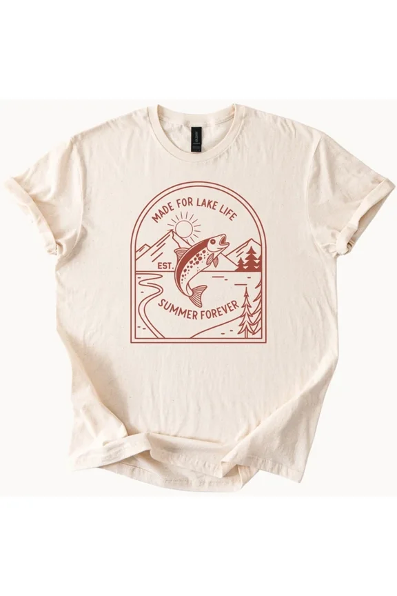 Lake Life Fishing Shirt Summer Mountain Outdoor Angler Tee Unisex S-5XL Hot Trending Shirt, Vintage Birthday Gift