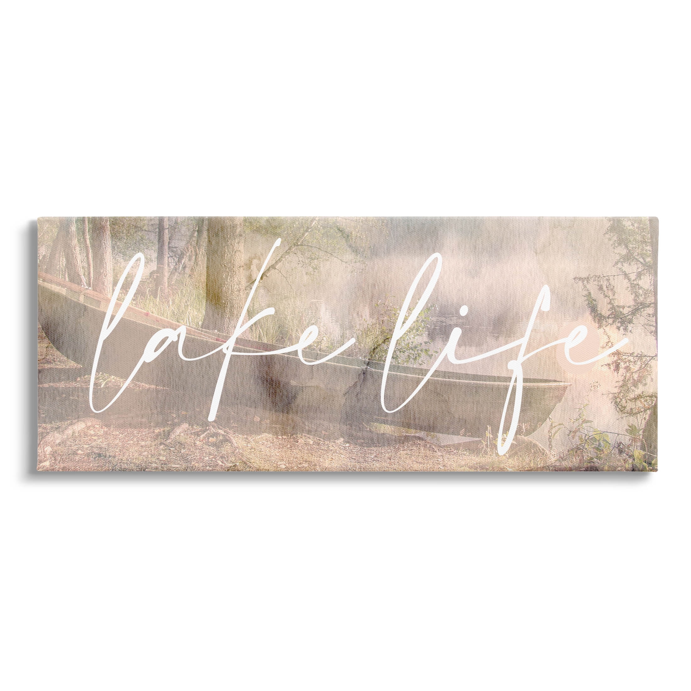 Lake Life Forest Nature Canoe Landscape Graphic Art Gallery Wrapped Canvas Print Wall Art