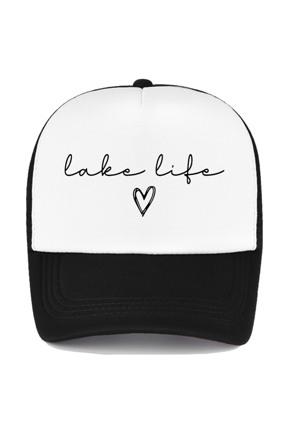 Lake Life Hat Lake Hats for Men Women Funny Letter Printed Graphic Sponge Mesh Cap