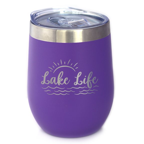 Bevvee Insulated Wine Tumbler 12 oz Lake Life Lake Enthusiast Gifts Tumblers