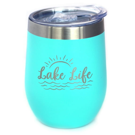 Bevvee Insulated Wine Tumbler 12 oz Lake Life Lake Enthusiast Gifts Tumblers