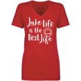 thumbnail image 1 of Lake Life Is The Best Life Womens V-Neck T-Shirt, 1 of 2