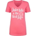 thumbnail image 1 of Lake Life Is The Best Life Womens V-Neck T-Shirt, 1 of 2
