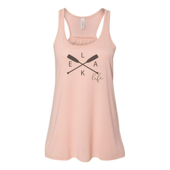 "Lake Life, Lake Tank Top, Vacation Tank, Racerback Tank Top, Sublimation, Lake Apparel, Vacay, Summer Tank, Workout Top, Soft Bella Tank, Peach, EXTRA SMALL"