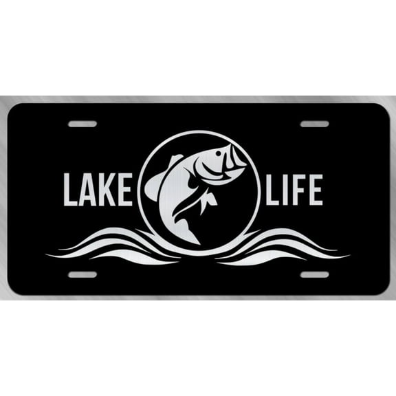 Lake Life License Plate Tag Vanity Novelty Metal Etched - Aluminum ( 12 inch x 6 inch )