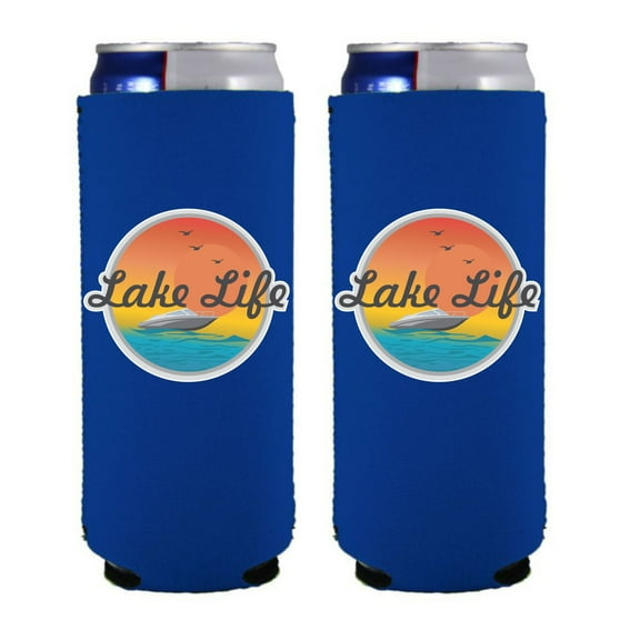 Lake Life Slim Can Coolie (2 Pack Royal Blue)