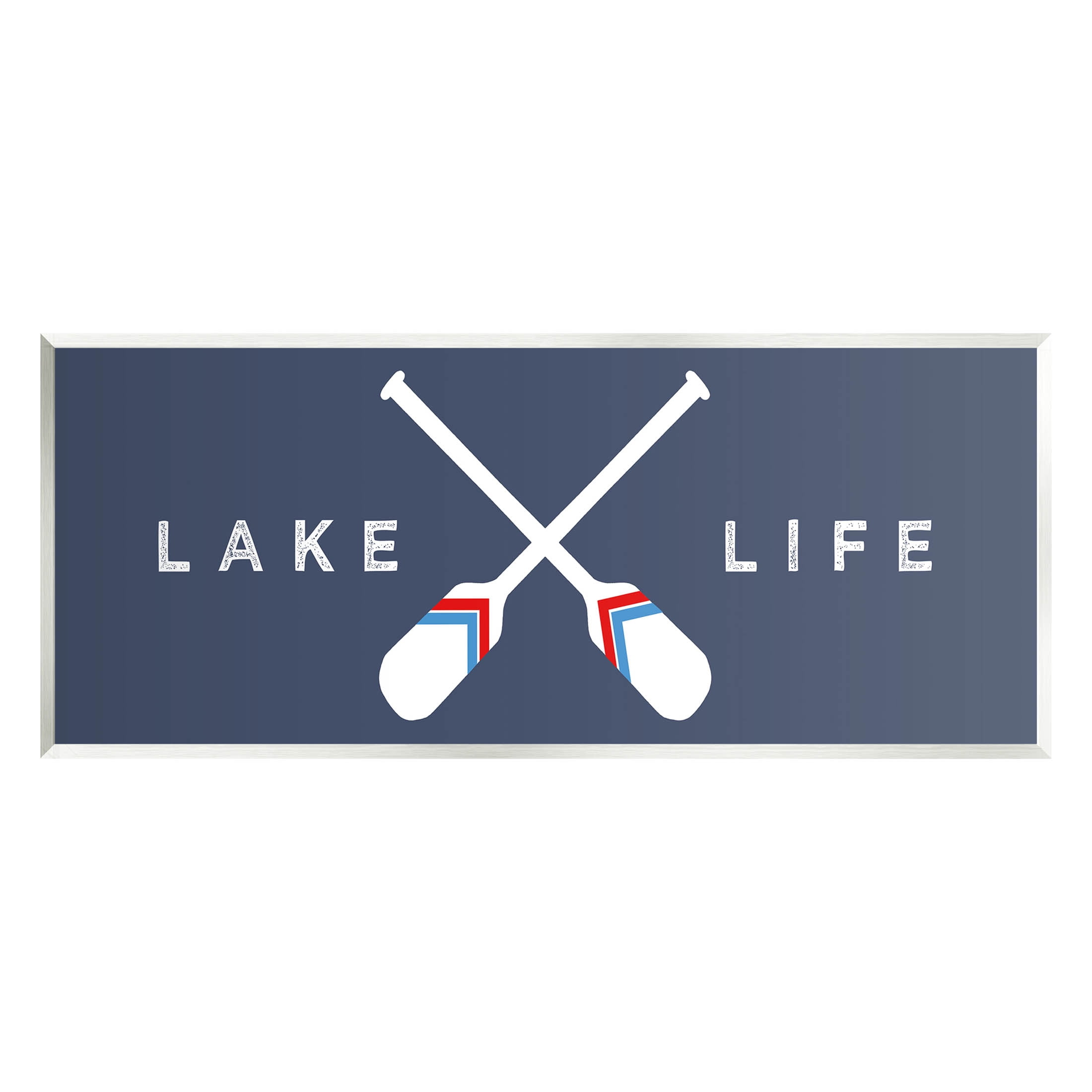Lake Life Striped Oars Typography Graphic Art Unframed Art Print Wall Art