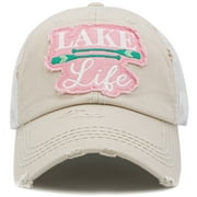 Lake Life Washed Vintage Ballcap with Mesh Back Trucker Hat Womens Distressed