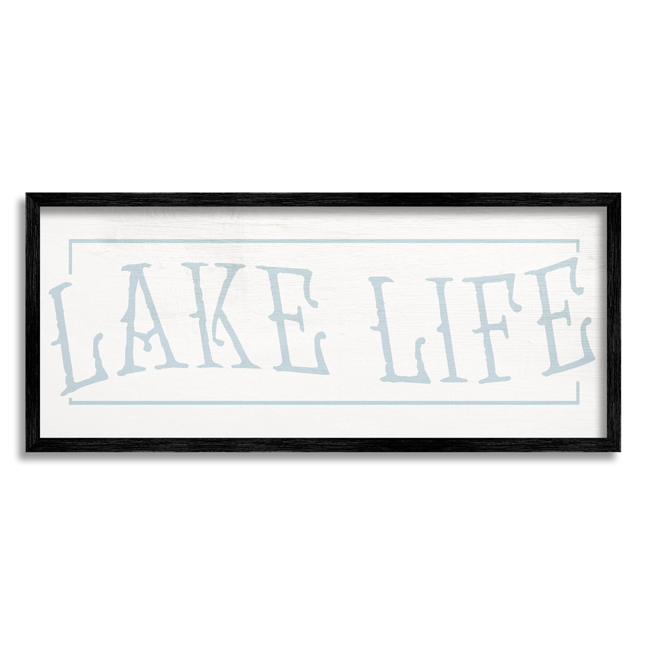 Lake Life Woodsy Cabin Sign Typography Graphic Art Black Framed Art Print Wall Art