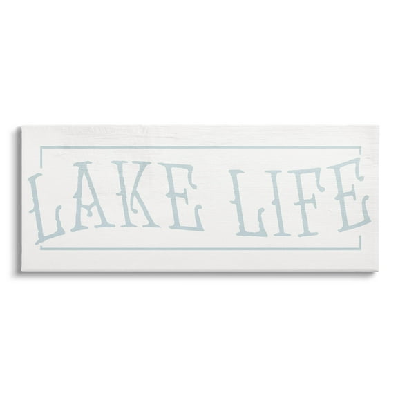 Lake Life Woodsy Cabin Sign Typography Graphic Art Gallery Wrapped Canvas Print Wall Art