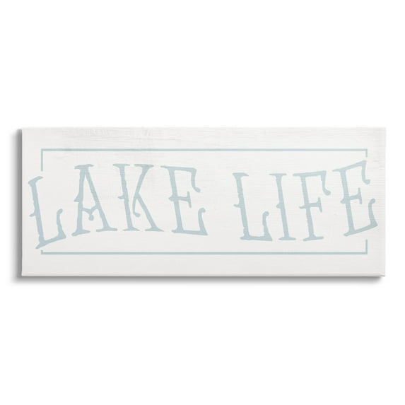 Lake Life Woodsy Cabin Sign Typography Graphic Art Gallery Wrapped Canvas Print Wall Art