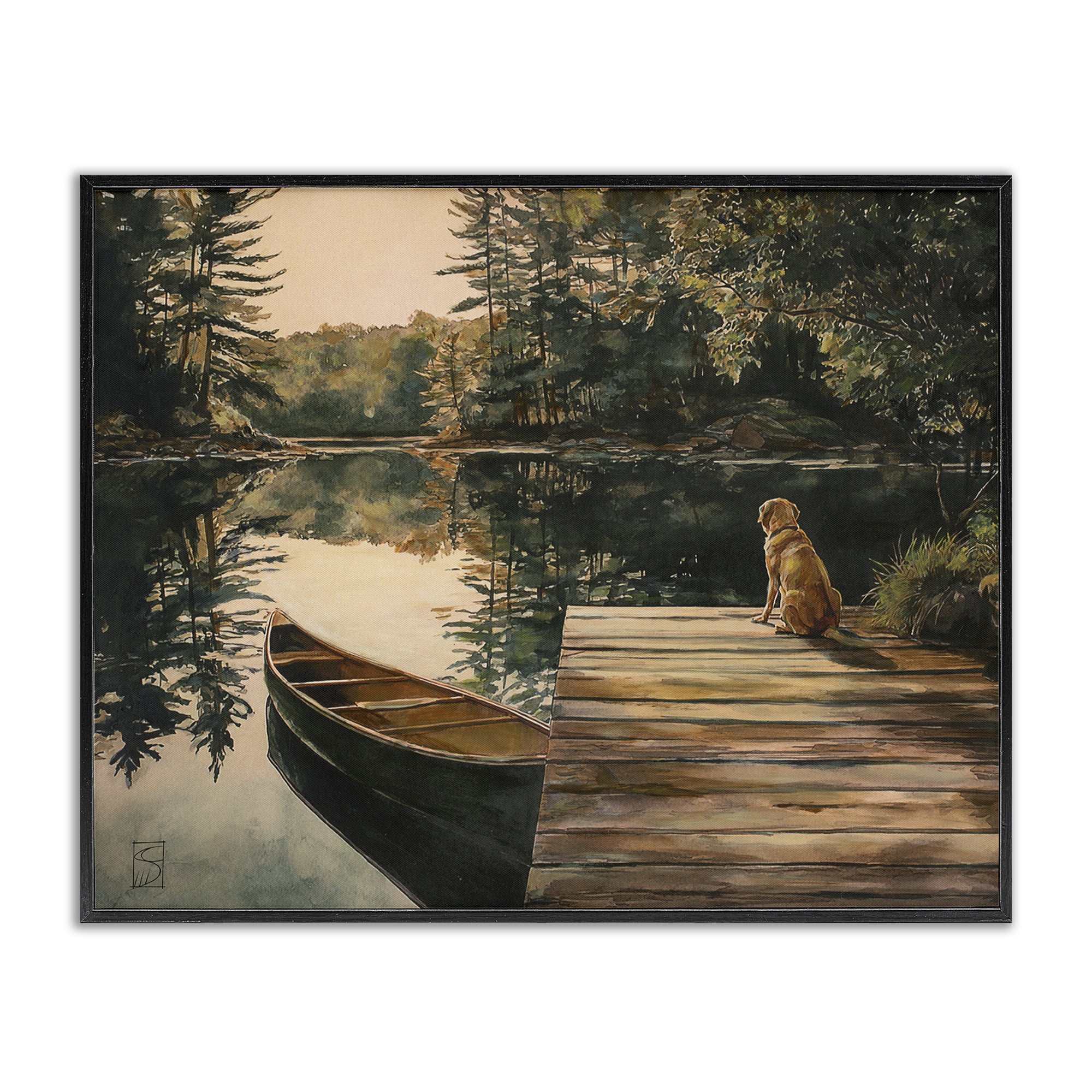 Lake Life at Sunset Black Framed Giclee Art, design by Sara Culpepper