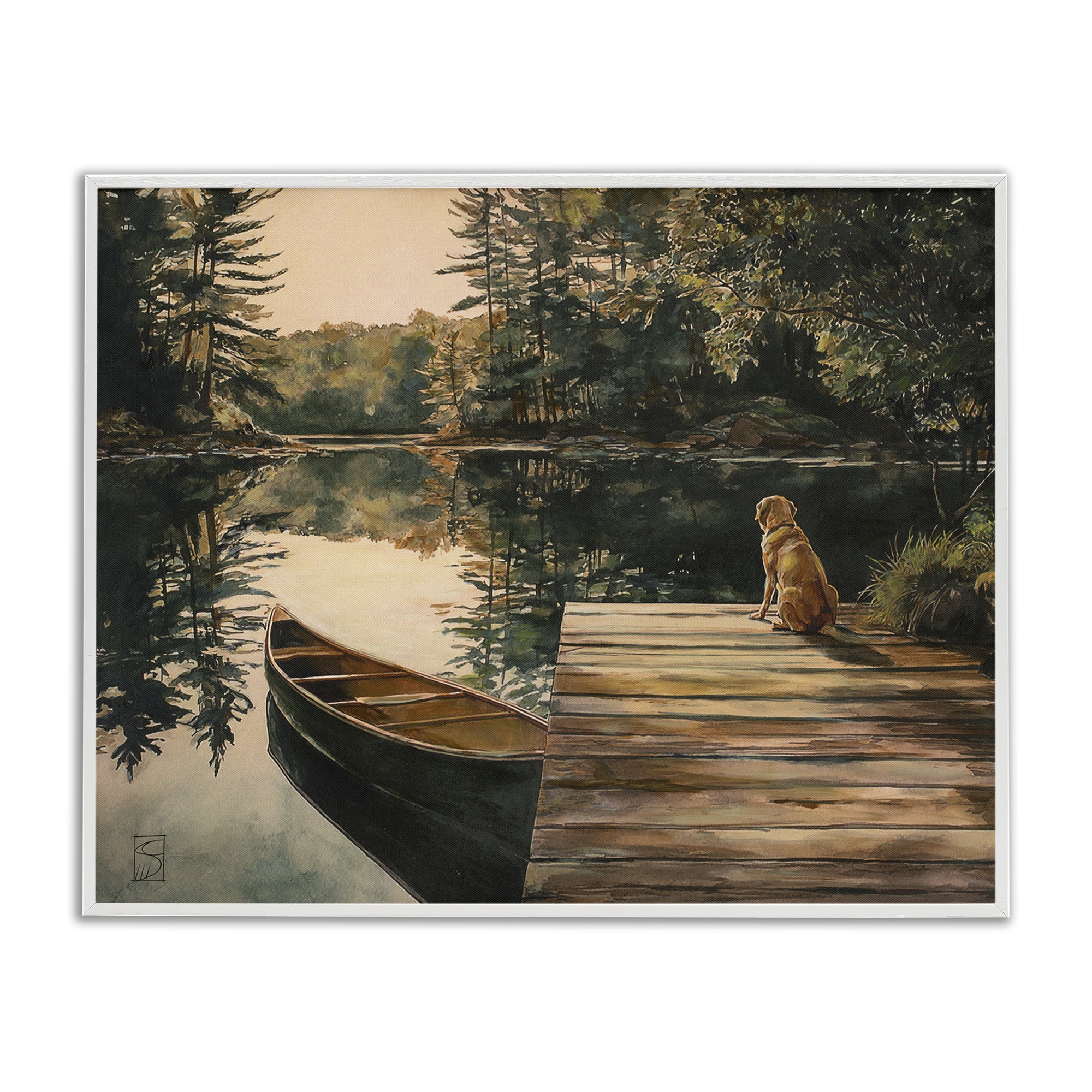 Lake Life at Sunset White Framed Giclee Art, design by Sara Culpepper