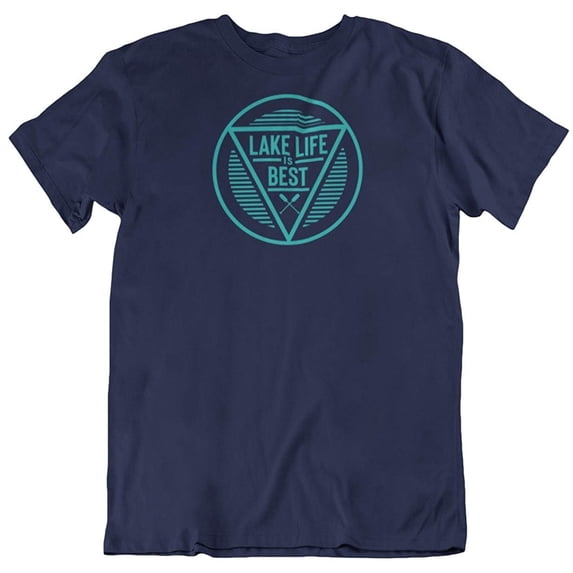 Lake Life is Best. Lake Souvenir T-Shirt for Tourist, Traveler, Men and Women Navy