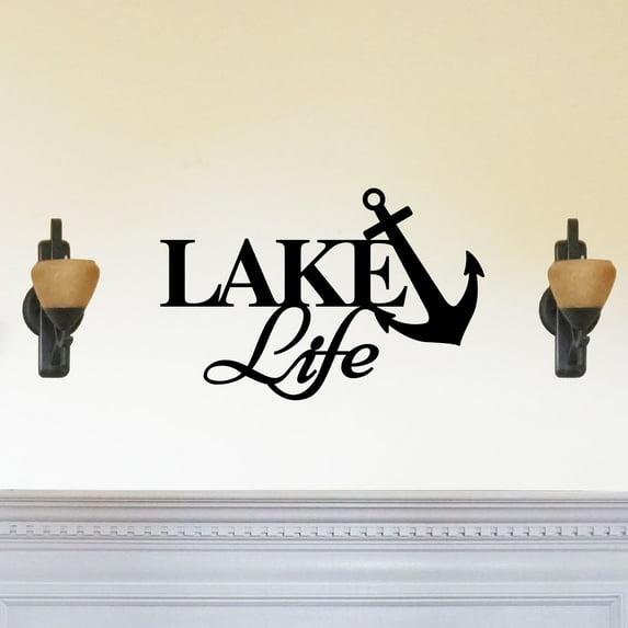 Lake Life with Anchor - Beautiful Solid Steel Home Decor Decorative Accent Metal Art Wall Sign