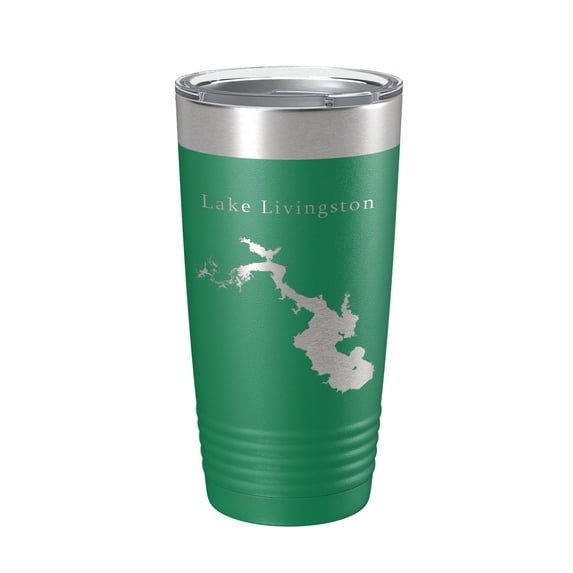 Lake Livingston Map Tumbler Travel Mug Insulated Laser Engraved Coffee Cup Texas 20 oz Green