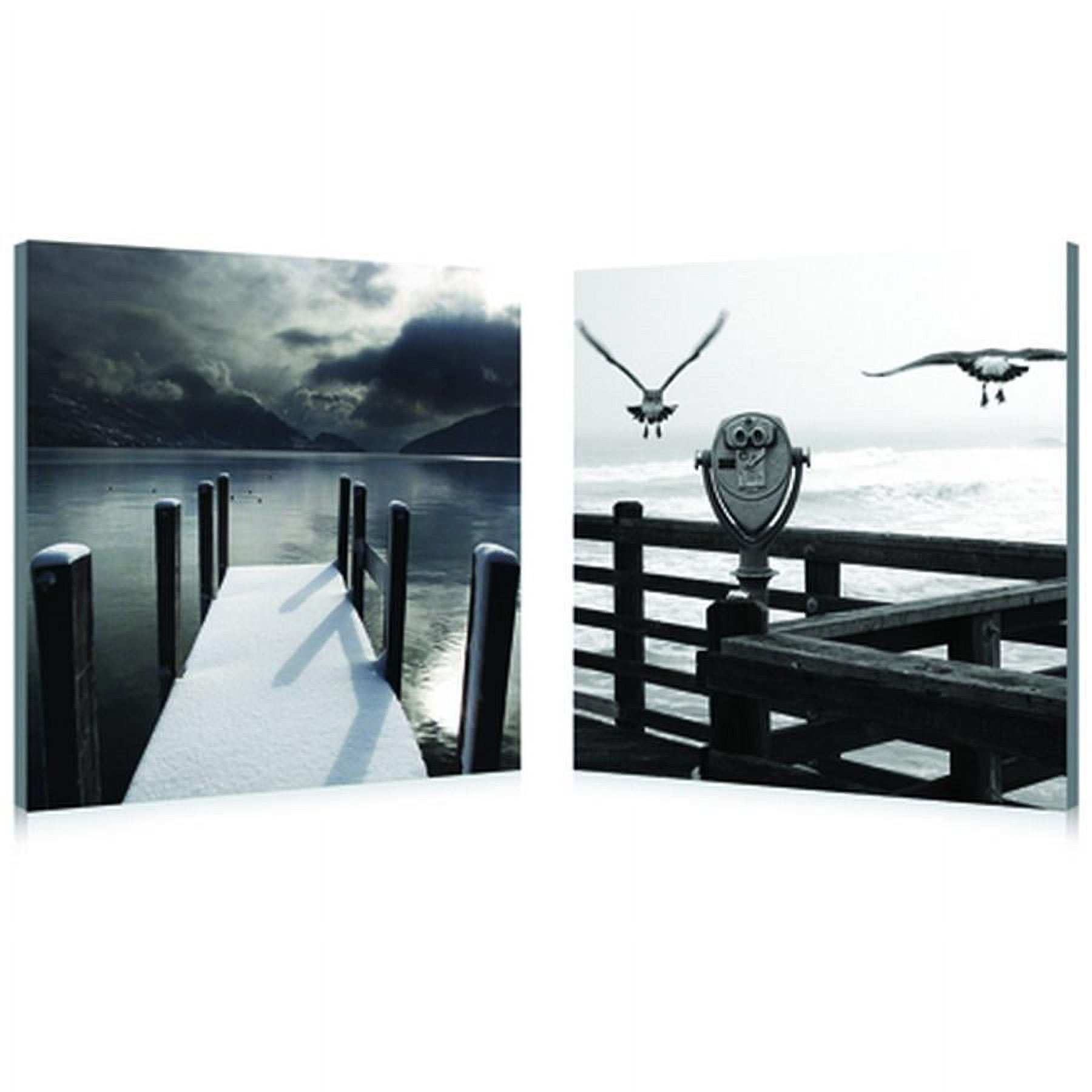 Lake Lookout Black and White Photography Canvas Art Set