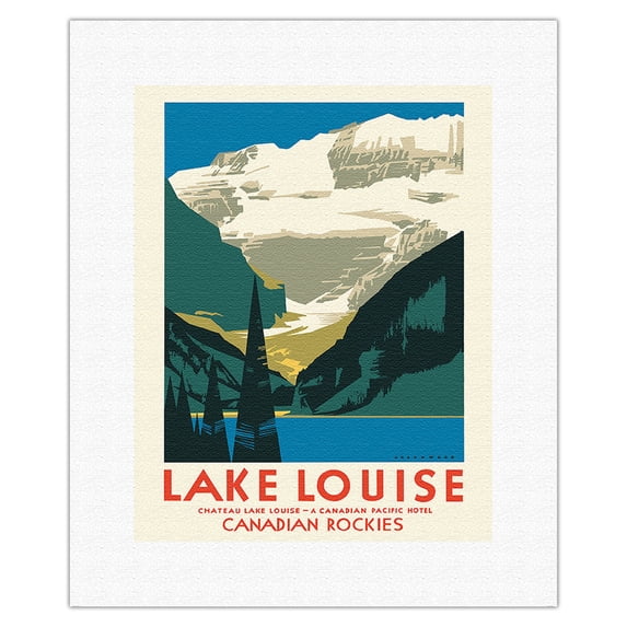Lake Louise Canada - Canadian Rockies - Canadian Pacific Hotel - Vintage Travel Poster by Charles James Greenwood c.1935 - Fine Art Rolled Canvas Print 11in x 14in