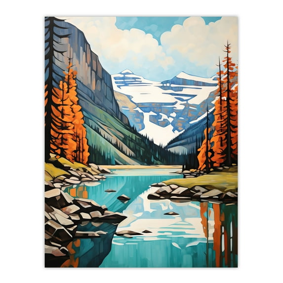Lake Louise Oil Painting Canada Banff National Park In Autumn Unframed Wall Art Print Poster Home Decor Premium