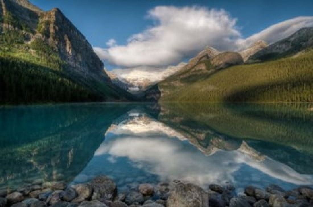 Lake Louise at sunrise Banff National Park Canada Canvas Art - Raymond Klass DanitaDelimont (28 x 19)