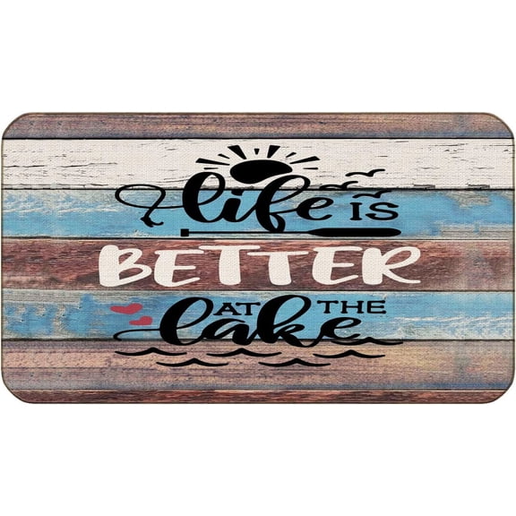 Lake Lover Doormat "Life is Better at The Lake," Farmhouse Style, 17x30 Inch, Indoor/Outdoor Use, Perfect for Lake Houses and NatureLovers' Entries
