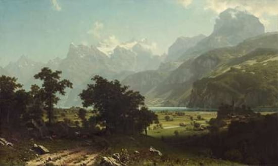 Lake Lucerne Canvas Art - Albert Bierstadt (12 x 18)