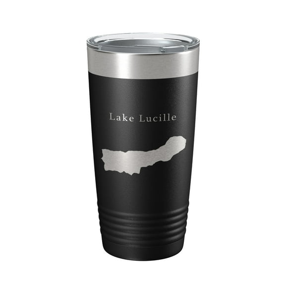 Lake Lucille Map Tumbler Travel Mug Insulated Laser Engraved Coffee Cup Alaska 20 oz Black