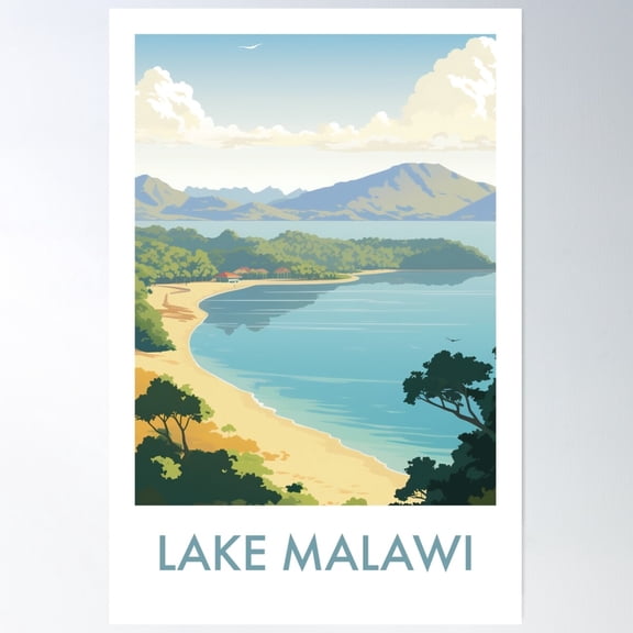 Lake Malawi Poster Wall Art, Modern Wall Decor For Living Room Bedroom, 24x36 UNFRAMED