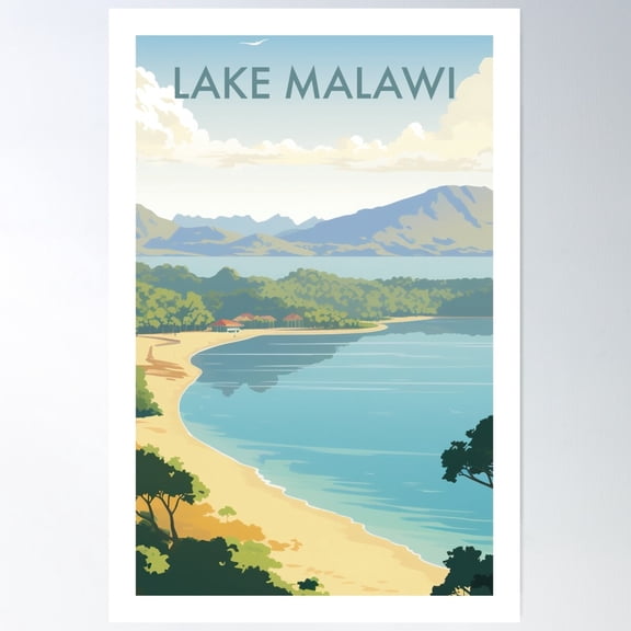 Lake Malawi Poster Wall Art, Modern Wall Decor For Living Room Bedroom, 8x12 UNFRAMED