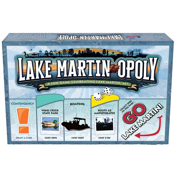 Late For The Sky: Lake Martin-Opoly - Vacation Destination Themed Opoly-Style Board Game, Family Strategy Play, 2-6 Player, Traditional or 1hr Version