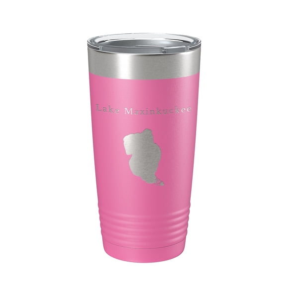 Lake Maxinkuckee Map Tumbler Travel Mug Insulated Laser Engraved Coffee Cup Indiana 20 oz Pink