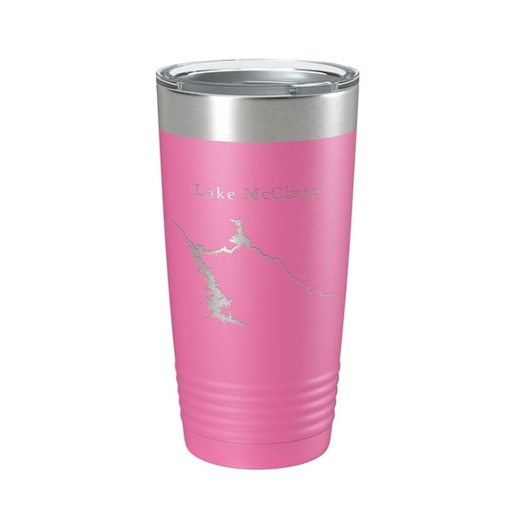 Lake McClure Map Tumbler Travel Mug Insulated Laser Engraved Coffee Cup California 20 oz Pink