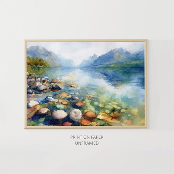 Lake Mcdonald Art Poster Glacier National Park Mountains Landscape, Unframed Canvas Size 16x24