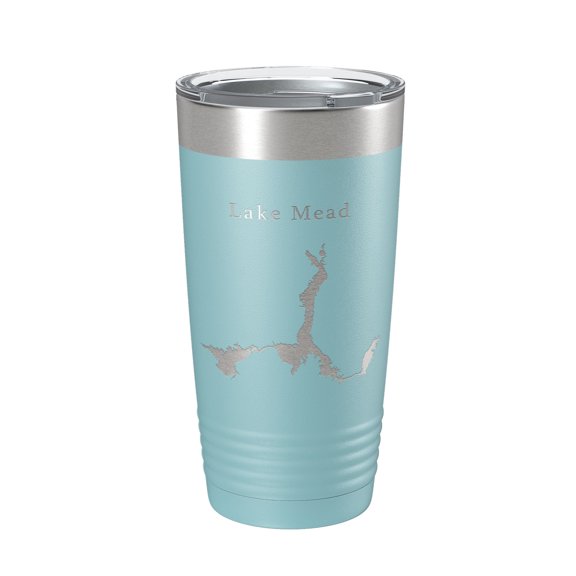 Lake Mead Map Tumbler Travel Mug Insulated Laser Engraved Coffee Cup Arizona Nevada 20 oz Light Blue