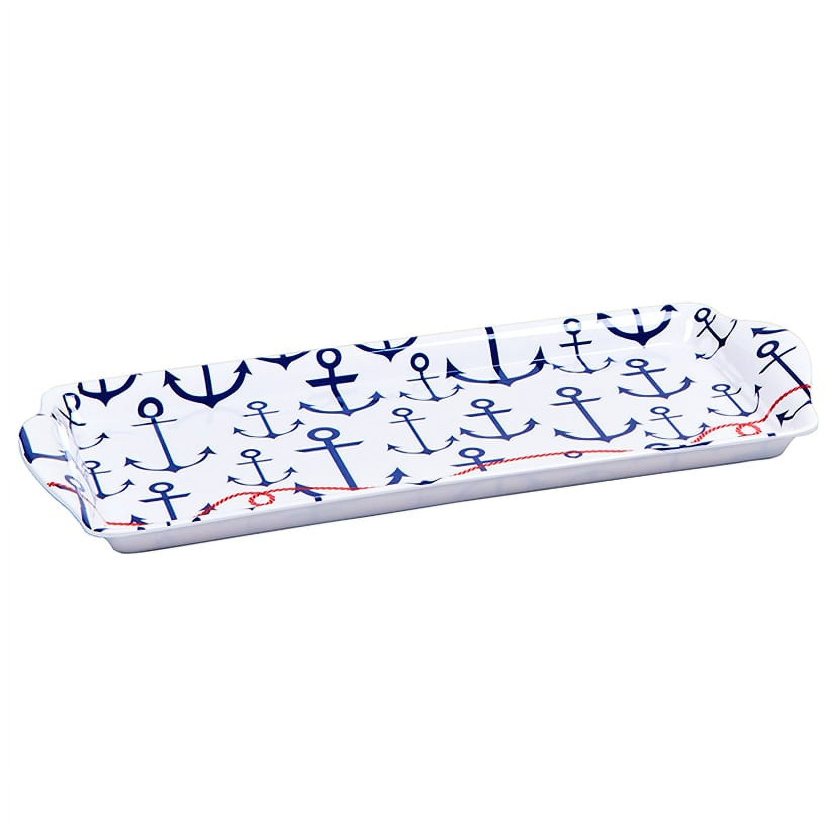 Nautical Anchor White and Blue Melamine Oval Platter