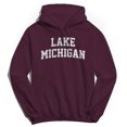 thumbnail image 1 of Lake Michigan Graphic Maroon Men's Cotton Pullover Hoodie, 1 of 1
