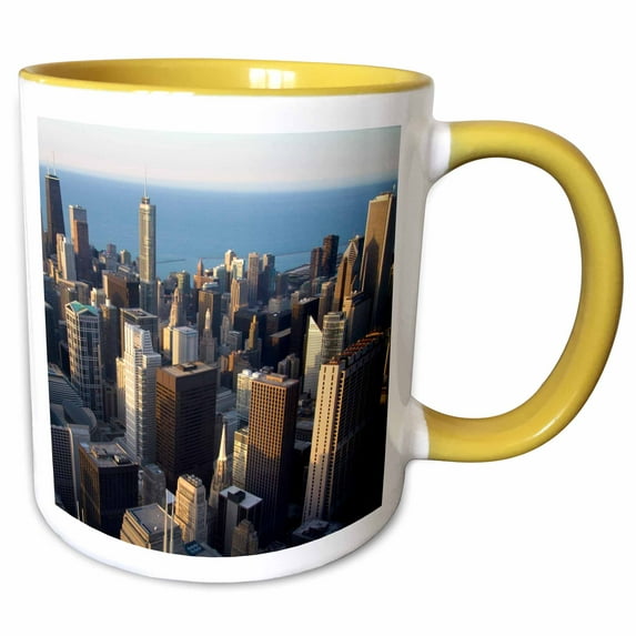 3drose, Lake Michigan Waterfront, Chicago, Illinois - Us14 Dfr0138 - David R. Frazier, 11oz Two-tone Yellow Mug