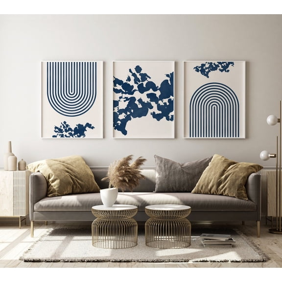 Lake Minnetonka Map Wall Art Print Set, Mid Century Modern Lake Decor